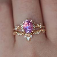 Anillo de Compromiso Clásico con Diamante Negro Romántico en Forma de Hexágono, con Incrustaciones de Piedras Naturales, Bañado en Oro Rosa sobre Plata 925 para Mujer