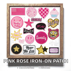 Nouvel Arrivage Patch Brodé Thermocollant Rose Poudré en PVC et Toile, Prix Abordable, pour Chapeau, Décoration DIY, Motif Brodé Fait Main - Product Image 2