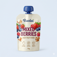 Sachet Doypack Personnalisé en Plastique Imprimé pour Aliments Liquides, Boissons, Purée Bébé, Yaourt, avec Bec Verseur 90g