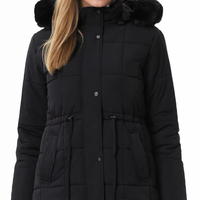 Manteau d'hiver pour femme, parka longue imperméable avec cordon de serrage à la taille, fermeture éclair et boutons, chaud pour l'hiver, vêtements d'extérieur pour femmes par temps froid