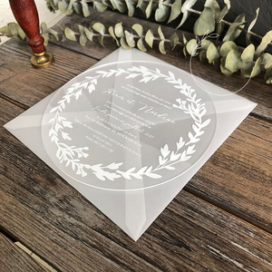 Chữ Trắng <span class=keywords><strong>Acrylic</strong></span> Vòng Lời Mời Đám Cưới Lời Mời <span class=keywords><strong>Acrylic</strong></span> Với Phong Bì - Product Image 2