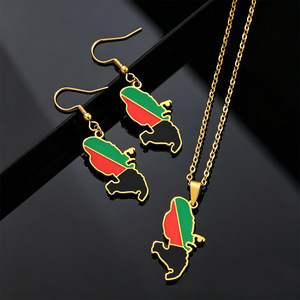 Conjunto de Joyería para Mujer con Mapa de <span class=keywords><strong>Martinica</strong></span>, Bandera Esmaltada, Contorno de <span class=keywords><strong>la</strong></span> Isla, Acero Inoxidable, Pendientes Colgantes y Collar con Colgante - Product Image 5