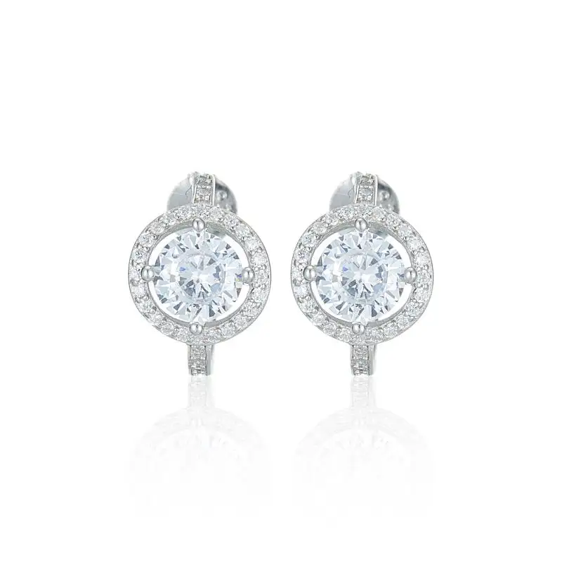 Natural Stone Round Geometric 925 Silver Bride Earrings Wholesale Bulk Sterling Silver Crystal Oval Drop Earrings for Women