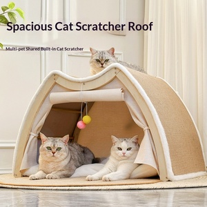 Maison-griffoir pour chat, tente pour animaux de compagnie, <span class=keywords><strong>lit</strong></span>-caverne confortable pour chats, nid semi-fermé pour animaux de compagnie, pour petits, moyens et grands chats - Product Image 3