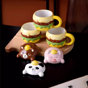 Taza <span class=keywords><strong>de</strong></span> Cerámica con Forma <span class=keywords><strong>de</strong></span> Hamburguesa <span class=keywords><strong>de</strong></span> Cerdo y Tapa para Niñas, Recuerdo para <span class=keywords><strong>el</strong></span> Día <span class=keywords><strong>de</strong></span> <span class=keywords><strong>los</strong></span> <span class=keywords><strong>Solteros</strong></span> - Product Image 4
