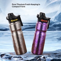 Bouteille d'eau sport en titane pur, isolée sous vide, épaissie, anti-chute, design moderne et minimaliste, pour activités de plein air, alpinisme et cyclisme