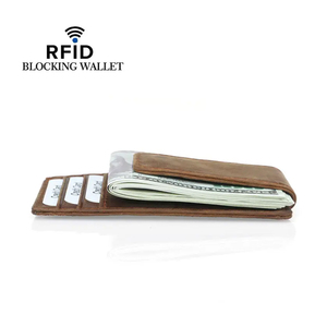 Portafoglio Porta Carte di Credito Vintage Personalizzato Sottile in Vera Pelle con <span class=keywords><strong>Clip</strong></span> Magnetica per Uomo - Product Image 4