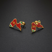 Boucles d'oreilles clous pour femme en acier inoxydable, motif cartes de la Guadeloupe, de la Réunion, de la Martinique, de la Guyane française et d'Antigua, bijoux pour mère # 533962