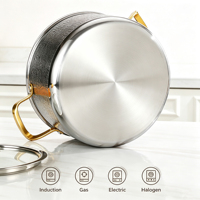 Ensemble de casseroles et poêles de cuisson robustes en acier inoxydable 3 couches, compatibles induction et non toxiques, pour la cuisine