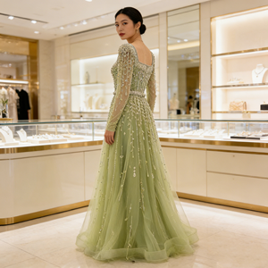 Agenda personnalisé 2026 avec impression <span class=keywords><strong>de</strong></span> logo, <span class=keywords><strong>robe</strong></span> <span class=keywords><strong>de</strong></span> soirée verte Dubaï, manches longues, col carré, <span class=keywords><strong>robe</strong></span> <span class=keywords><strong>de</strong></span> mariée pour femmes arabes, <span class=keywords><strong>robe</strong></span> <span class=keywords><strong>de</strong></span> soirée - Product Image 1