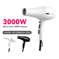 Sèche-cheveux professionnel FirePhoenix 3000 MAX PRO 23000RPM sans balais 3000W séchage rapide pour hôtel et usage domestique avec bouton Turbo Boost
