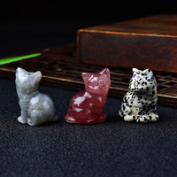 Sculpture de chat en quartz fraise, sculptée à la main, en pierre naturelle de guérison, écologique, pour la décoration, par Kindfull Crystal