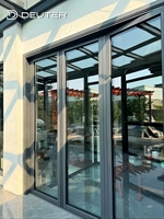 Puertas Plegables Panorámicas de Aluminio Impermeables con Rotura de Puente Térmico, Gran Apertura, Sistema Moderno de Puertas de Patio Tipo Acordeón