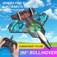 Avion télécommandé EPT 2.4Ghz en mousse, avec fonctions de vol circulaire à 360°, design super résistant aux chocs, lumières et maintien d'altitude