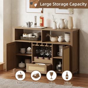 Mueble Bar Moderno <span class=keywords><strong>de</strong></span> Madera <span class=keywords><strong>de</strong></span> 51 Pulgadas con Paneles Ajustables, Ecológico y Multifuncional, con Puertas y Cajones para Almacenamiento <span class=keywords><strong>de</strong></span> Café y Vino, para Comedor - Product Image 2