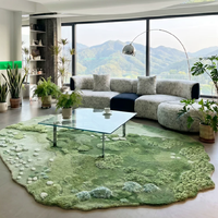 Tapis luxueux en laine de Nouvelle-Zélande fait main, à poils coupés 3D, motif géométrique, avec envers en coton, pour décoration intérieure haut de gamme