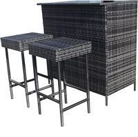 Ensemble de mobilier d'extérieur : Table de bistrot et ensemble de bar en rotin tressé, avec bar à hauteur modulable