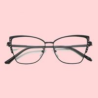 Nouvelles lunettes de soleil pour femmes, style œil de chat, monture intégrale en métal, verres PC, anti-lumière bleue, pour l'intérieur et l'extérieur