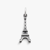Pendentif en argent sterling S925 James Avery USA & thème patriotique, orné du drapeau américain/lettres/design Tour Eiffel