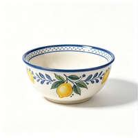 Nouvelle conception, style côtier italien, vaisselle en céramique bleu citron et blanc, service de table en porcelaine chinoise, assiette, bol, tasse, service de table pour hôtel