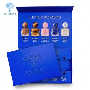 Caja Rígida Magnética de Lujo con Logotipo en Relieve Azul Personalizado con Diseño de Elefante, Bandeja Recortable, Juego de Cajas de Papel para Perfumes, Fragancias y Aceites Esenciales - Product Image 2