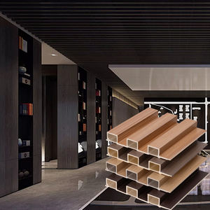 <span class=keywords><strong>Aveeno</strong></span> Panneau mural imperméable écologique résistant à l'humidité de style crème WPC grain de bois pour salle multimédia - Product Image 4