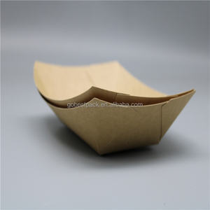 Prêt à expédier <span class=keywords><strong>2022</strong></span> 1000 pièces boîtes à collations en forme <span class=keywords><strong>de</strong></span> bateau en papier Kraft plateaux à emporter pour Sushi Hot Dog frites stratification mate - Product Image 6