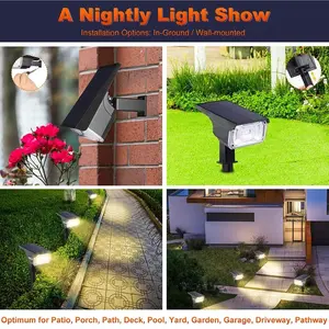 Водонепроницаемые Ландшафтные прожекторы, уличные наземные садовые светодиодные светильники, управление освещением из АБС, декоративные, садовые светильники на солнечной батарее