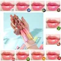 Vente chaude Rouge À Lèvres Personnalisé Marque Privée Porte-clés Lipglosses Huiles De Fruits Végétaliens Porte-clés Brillant À Lèvres
