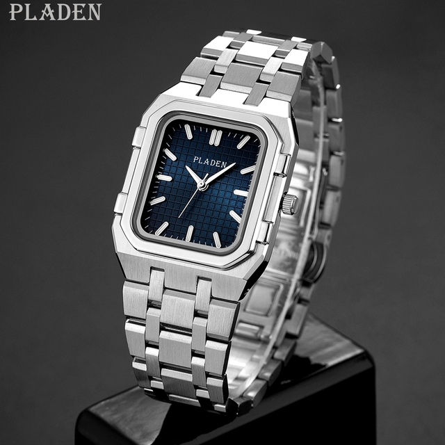 PLADEN Brand Factory Direct Sales of Simple Men's Watches, Trendy square Stainless Steel High-quality Quartz Wristwatches