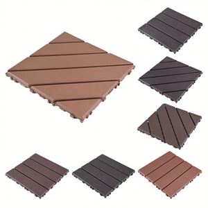 พื้นไม้พลาสติกประสานกับการใช้งานกว้างทุกสภาพอากาศใช้พื้นลาน DIY กลางแจ้ง WPC กระเบื้องไม้เหมือนกระเบื้อง - Product Image 1