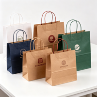 Sac en papier kraft blanc de luxe personnalisé avec logo, écologique, recyclable, sûr pour les aliments, avec poignée, pour cosmétiques, parfums, chaussures