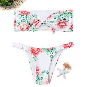 Maillots de bain deux pièces de haute qualité avec motifs floraux personnalisés, réversibles, respirants, séchage rapide, coupe haute, bikinis push-up - Taille XL - Product Image 4