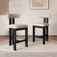 Tabouret de bar en bois massif moderne JP, chaise de bar rembourrée en tissu, restaurant, bistrot, café, chaise haute en bois