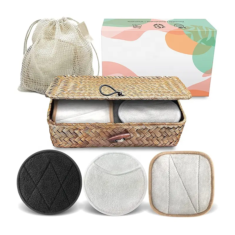Amazon Hot Seller Wieder verwendbare Baumwolle Make-up Entferner Pads Set Hochwertige Reinigungs gesicht Wasch bare Make-up Entferner Pads