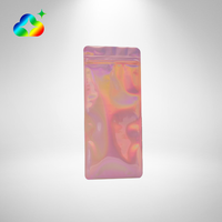 Pochette Zipoer rose transparente anti-odeur avec logo personnalisé transparent sur un côté sacs d'emballage alimentaire en plastique mylar holographique avec zip-lock