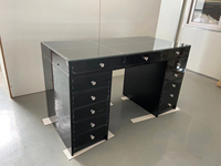 Meuble de maison moderne - Coiffeuse de maquillage lumineuse à un seul côté avec 13 tiroirs et miroir intégré