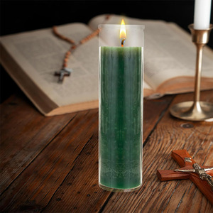 Vente en gros Bougies bocal en verre Hoodoo 8 pouces couleur rouge 7 jours Bougies bon marché populaire église funéraire tombe commémorative bougies religieuses en stock - Product Image 2