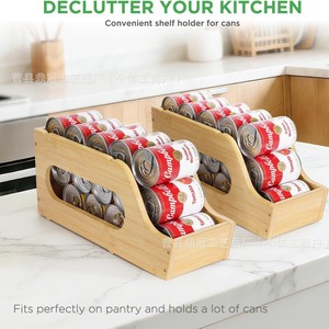 Wooden Stackable Can <b>Storage</b> <b>Rack</b> For <b>Kitchen</b> Canned Food Organizing Holder - Product Image 4