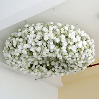 Décoration de mariage personnalisée en gros, fleur suspendue, toile de fond en mousse de soie blanche de 200 cm pour plafond, décoration de fête de mariage