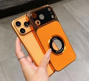 Funda Magnética de Lujo para Teléfono con Logotipo Hueco en Cuero PU para <span class=keywords><strong>iPhone</strong></span> 17 <span class=keywords><strong>13</strong></span> 14 15 16 <span class=keywords><strong>Pro</strong></span> <span class=keywords><strong>Max</strong></span> 17 Air, Marco Galvanizado, Protección Antigolpes - Product Image 1