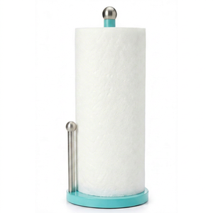 Sky Blue Free Standing Metal <b>Tissue</b> Roll Holder Portable Organizer Perfect For Kitchen Bathroom Counter And Home Use - Product Image 1