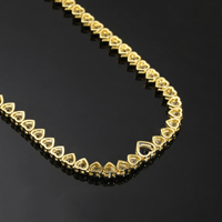 Collier tennis plaqué or avec zircon en forme de cœur, chaîne perlée, bijoux pour femme, cadeau de fête, vente chaude