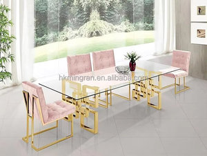 เก้าอี้รับประทานอาหารกำมะหยี่แบบทันสมัยพร้อมขาโลหะสีทอง เฟอร์นิเจอร์บ้านสไตล์ร่วมสมัย - Product Image 2