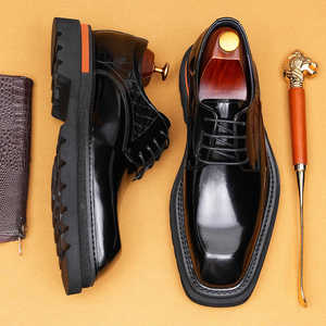 Zapatos Oxford de Cuero Genuino para Hombre, Estilo Casual de Negocios, Alta Calidad, Diseño Clásico, Cierre con Cordones, Punta Cerrada, Antideslizantes, Suela de Goma, 2025 - Product Image 4