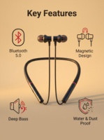 Headset Leher In-Ear Sport Earphone BT 5.0 TWS dengan Daya Tahan Baterai 5-10 Jam dan Kontrol Volume untuk Musik