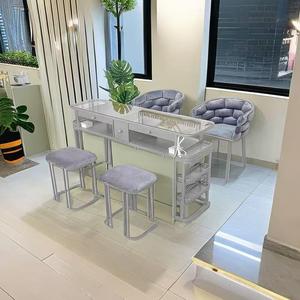 Set di tavoli e sedie per Manicure grigio nuovo modello di mobili da salone per Nail depolveratore tavolo Manicure Nail Desk - Product Image 5