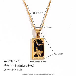 Chic Tarot Queen Lover Magician Moon Collar Deslustre Joyería de acero inoxidable 18K Decoración chapada en oro - Product Image 3