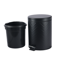 Poubelle noire à couvercle plat de 1,3 gallon, bac à déchets pour salon, petite poubelle de cuisine pour restaurant, poubelle intérieure
