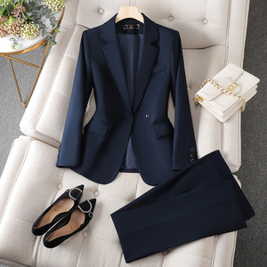 Grey Women's Suit Set Full Sleeve Satin Anti-Wrinkle Formal Business Autumn Elegant - Product Image 4